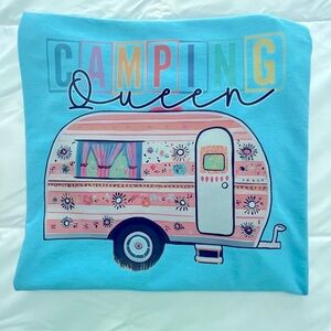 “Camping Queen” Port and Company Graphic Tee. Size Large
